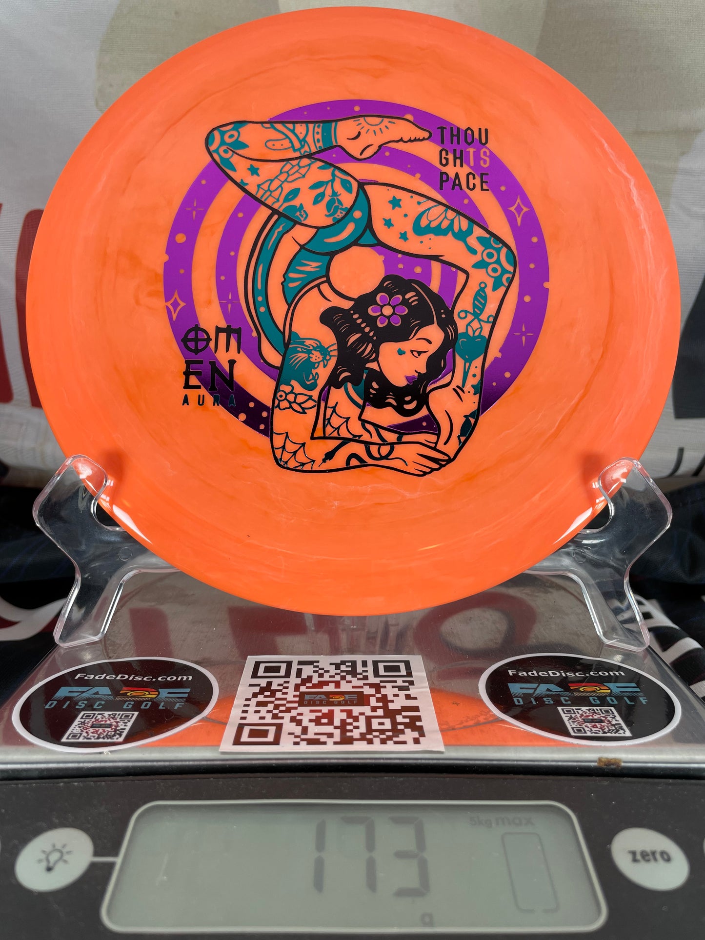 Thought Space Omen Aura 173g Orange Swirl w/ Purple Foil Distance Driver