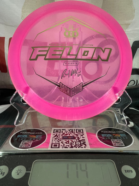 Dynamic Discs Felon Lucid Ice Glimmer 174g Pink w/Gold Foil Sockibomb Distance Driver